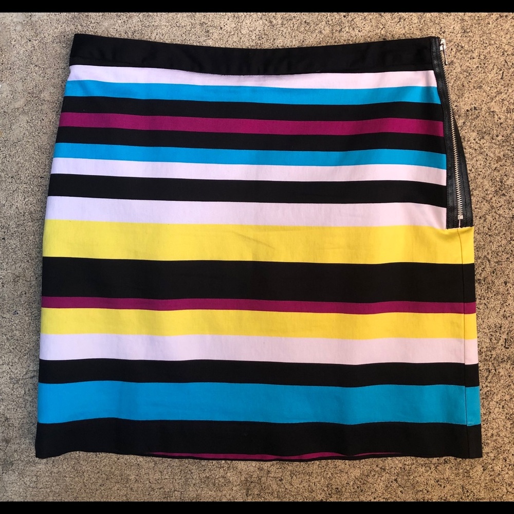 Multi Color Wide Stripe Skirt w/ Side Zipper - 10
